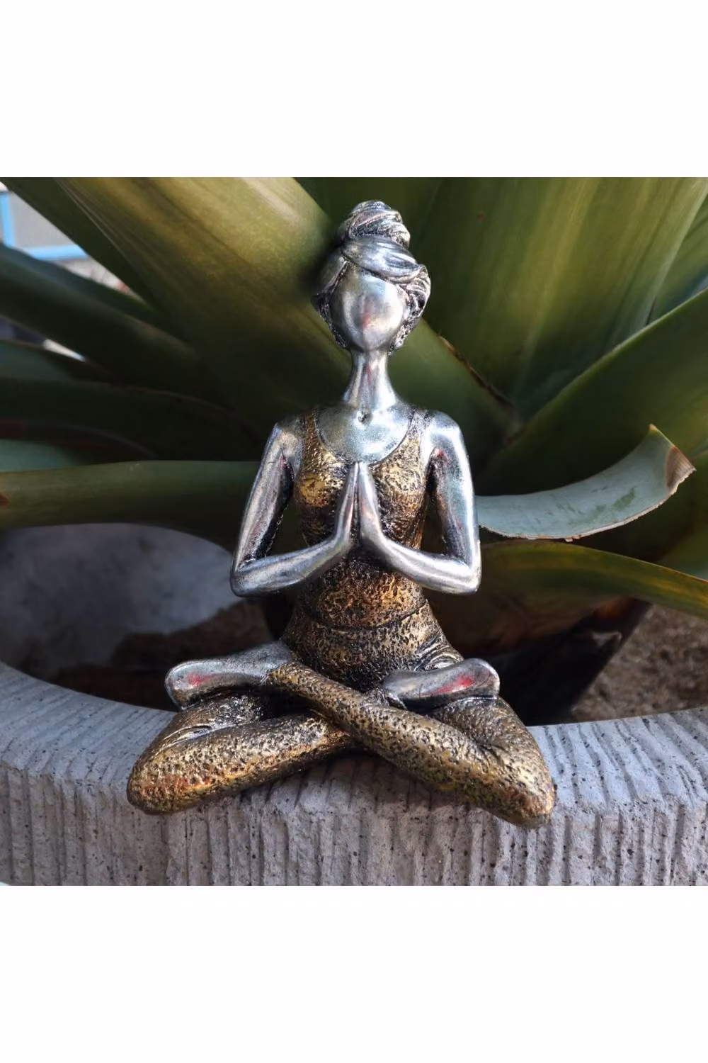KDMD Elegant Silver and Gold Yoga Lady Metal Tabletop Sculpture, Height: 24 cm – 4