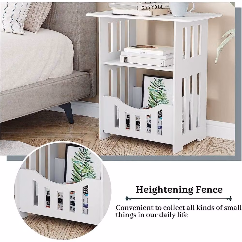 EONLION White Square Bedside Table with Drawer Cabinet – 3