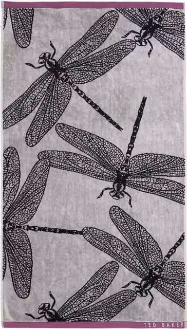 Ted Baker Dragonfly Bath Sheet in Black and Grey Cotton Terry Velour