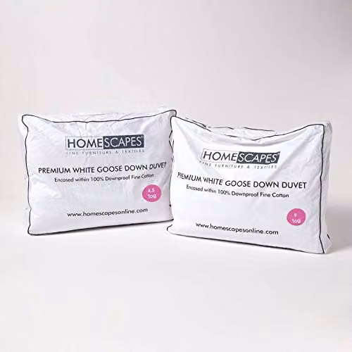 HOMESCAPES 3 in 1 All Seasons King Size Duvet, 13.5 Tog White Goose Feather and Down Quilt with 100% Cotton Cover, RDS and OEKO-TEX Certified