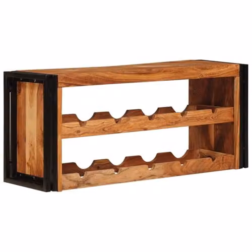 vidaXL Industrial Wine Rack in Brown Solid Acacia Wood and Metal, W/D/H: 100 x 45 x 33 cm