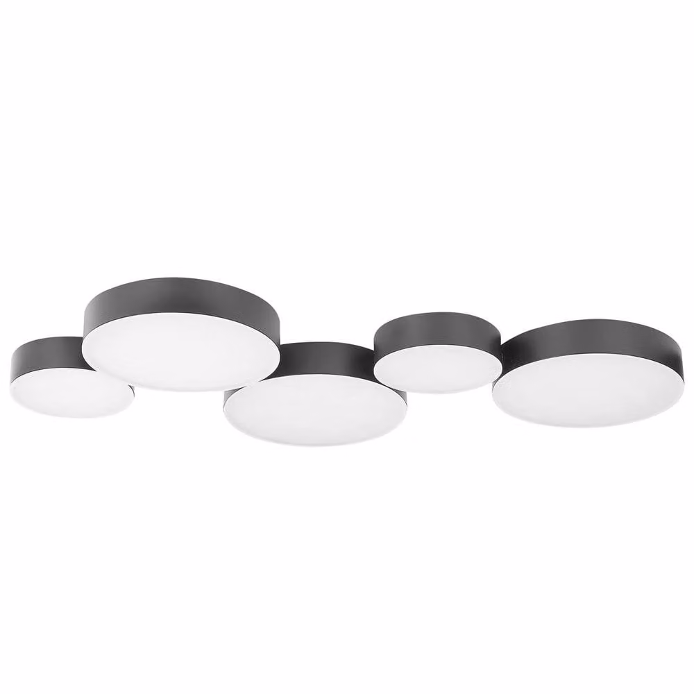 Wyld and Coco Black Metal Industrial Ceiling Lamp with 5 Integrated LED Lights – 2
