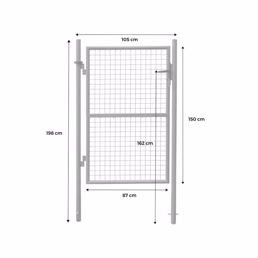 sweeek Metal Mesh Double Swing Garden Gate with Lock and Handle in Green, W: 150 cm, H: 87 cm – 3