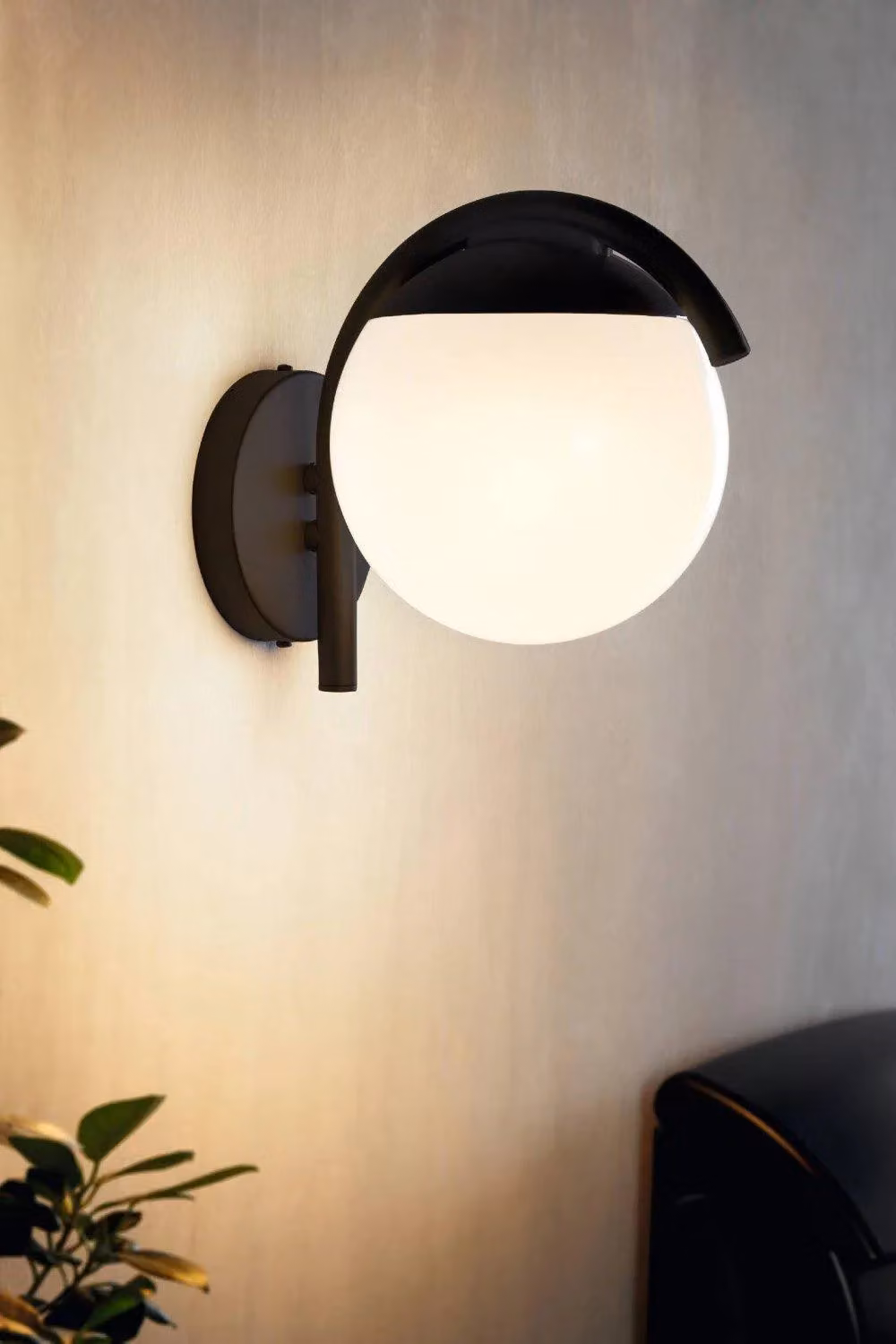 Eglo Prata Vecchia Black and White Modern IP44 Outdoor Metal and Plastic Globe Wall Light – 2