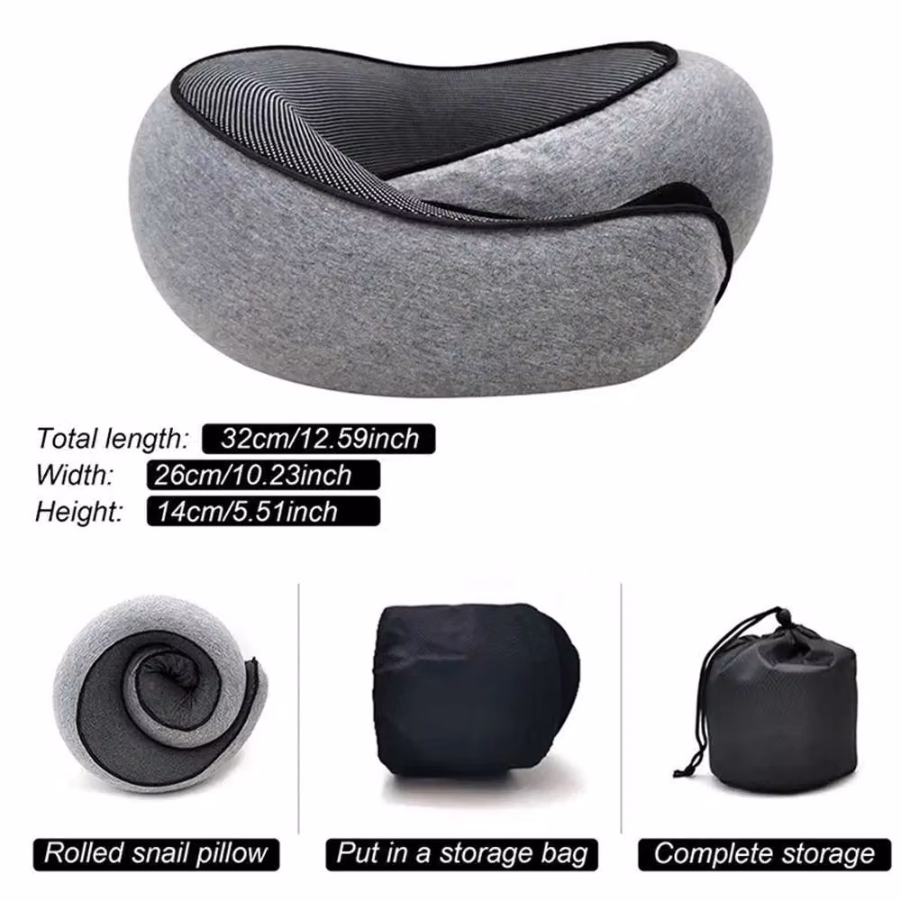 Nordara Grey U-Shaped Memory Foam Travel Pillow for Neck and Shoulder Support – 3