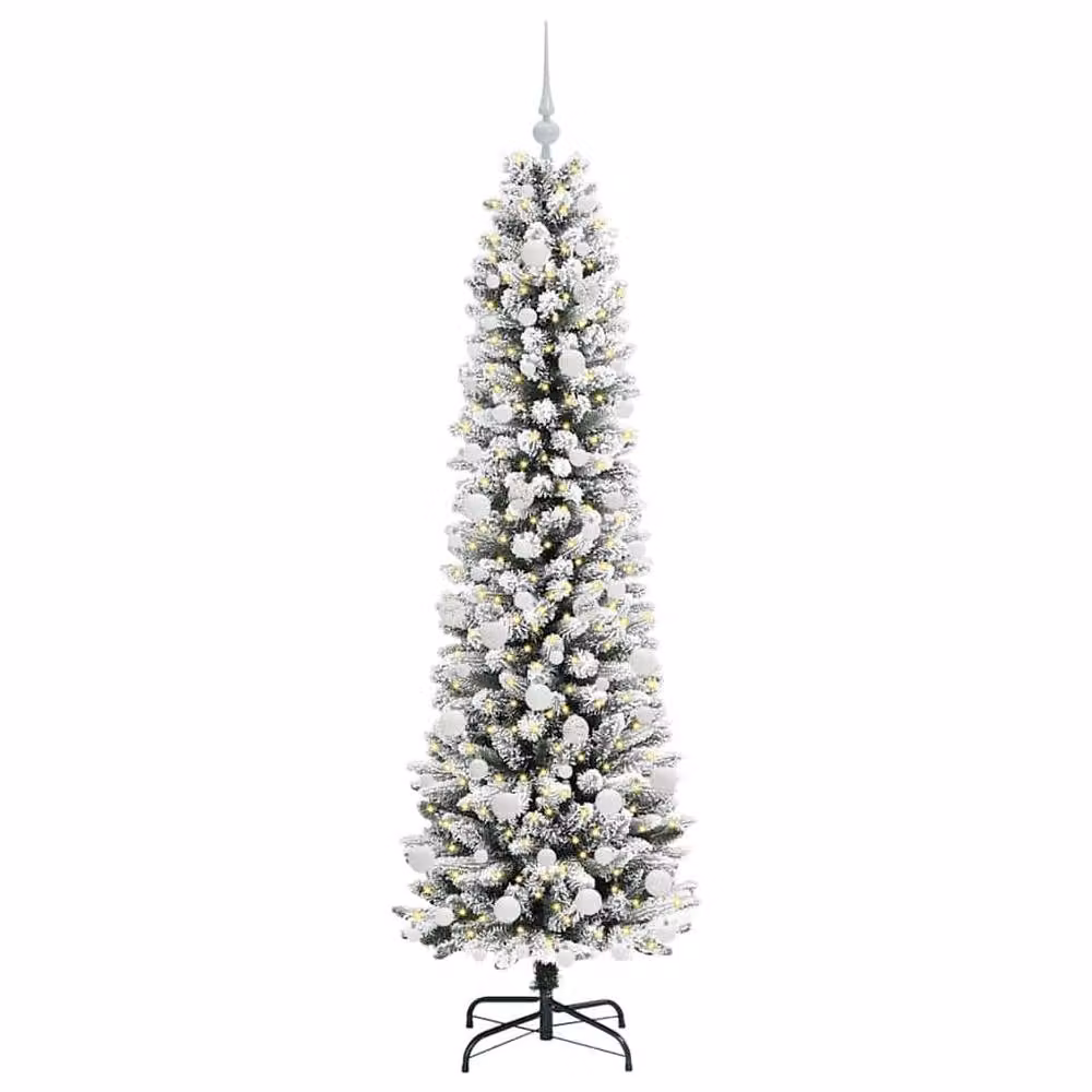 Berkfield Home Artificial Christmas Tree with 300 LEDs, Green and White, Height: 180 cm – 3