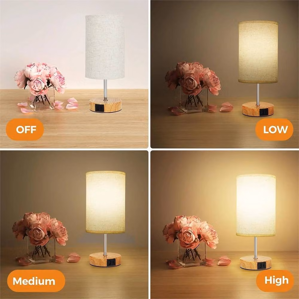 SPETLEK Touch Control Bedside Lamp with USB, 3 Way Dimmable Modern Table Light in White – 4