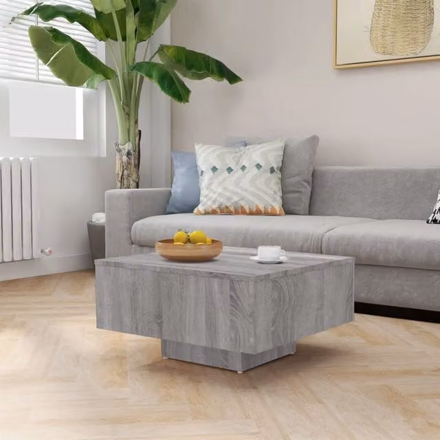 Berkfield Home Grey Square Coffee Table in Matt MDF, W/D/H: 60 x 60 x 31.5 cm