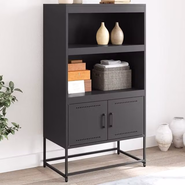Berkfield Home Industrial Black Steel Highboard W/D/H: 68.5 x 38.5 x 123.5 cm