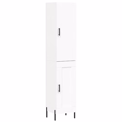 vidaXL Modern White Highboard with Hinged Doors and Internal Shelves, W/D/H: 34.5 x 34 x 180 cm