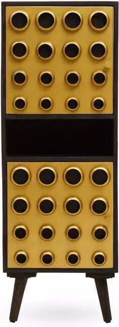 Fifty Five South Orsina Black Mango Wood Storage Cabinet with Gold Metallic Finish and Internal Shelving