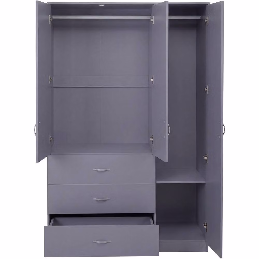 Vida Designs Riano 3 Door 3 Drawer Mirrored Wardrobe in Grey – 5