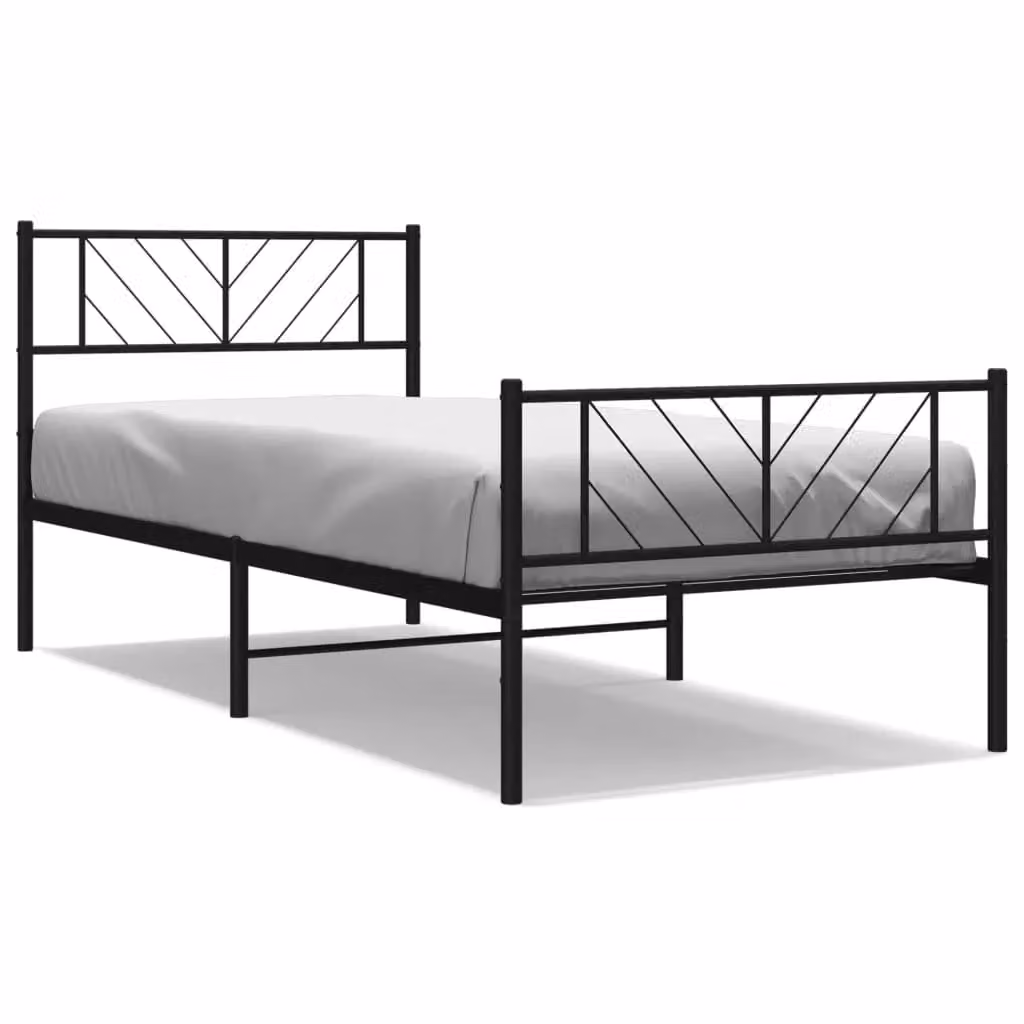 Berkfield Home Metal Bed Frame with Headboard and Footboard, Black, W: 100 cm, L: 200 cm – 2