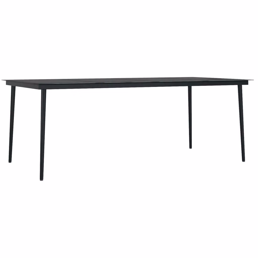 Berkfield Home Rectangular Garden Dining Table in Black Steel and Glass, W: 200 cm, D: 100 cm, H: 74 cm – 2