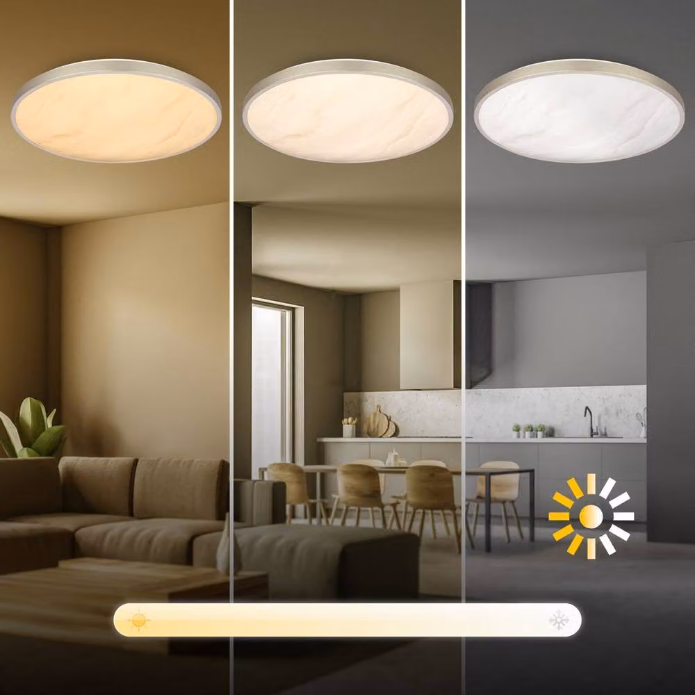Briloner LED Ceiling Light with Alabaster Design, Dimmable and Remote Controlled, Silver, W/D/H: 38 x 38 x 7 cm – 5