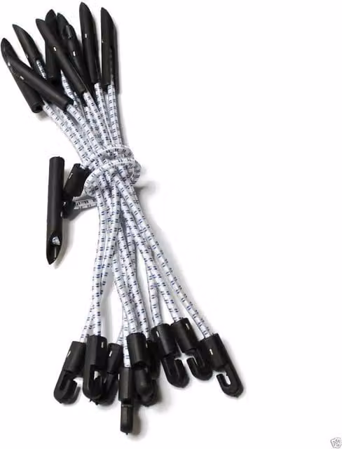 True Products Elastic Bungee Toggle Tie Down Shock Cord, White, Pack of 10