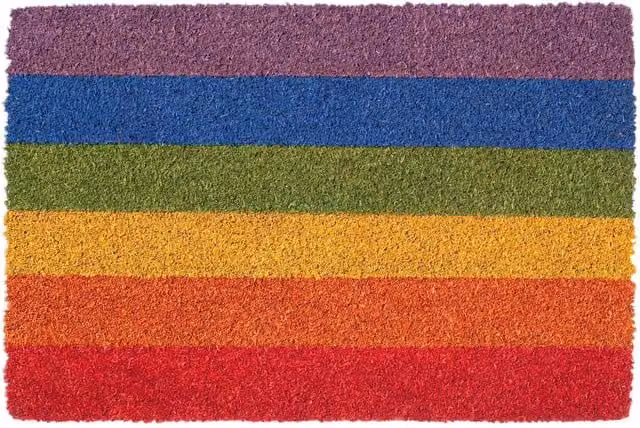 Nicola Spring Multicolour Graphic Coir and PVC Non-Slip Rectangular Door Mat