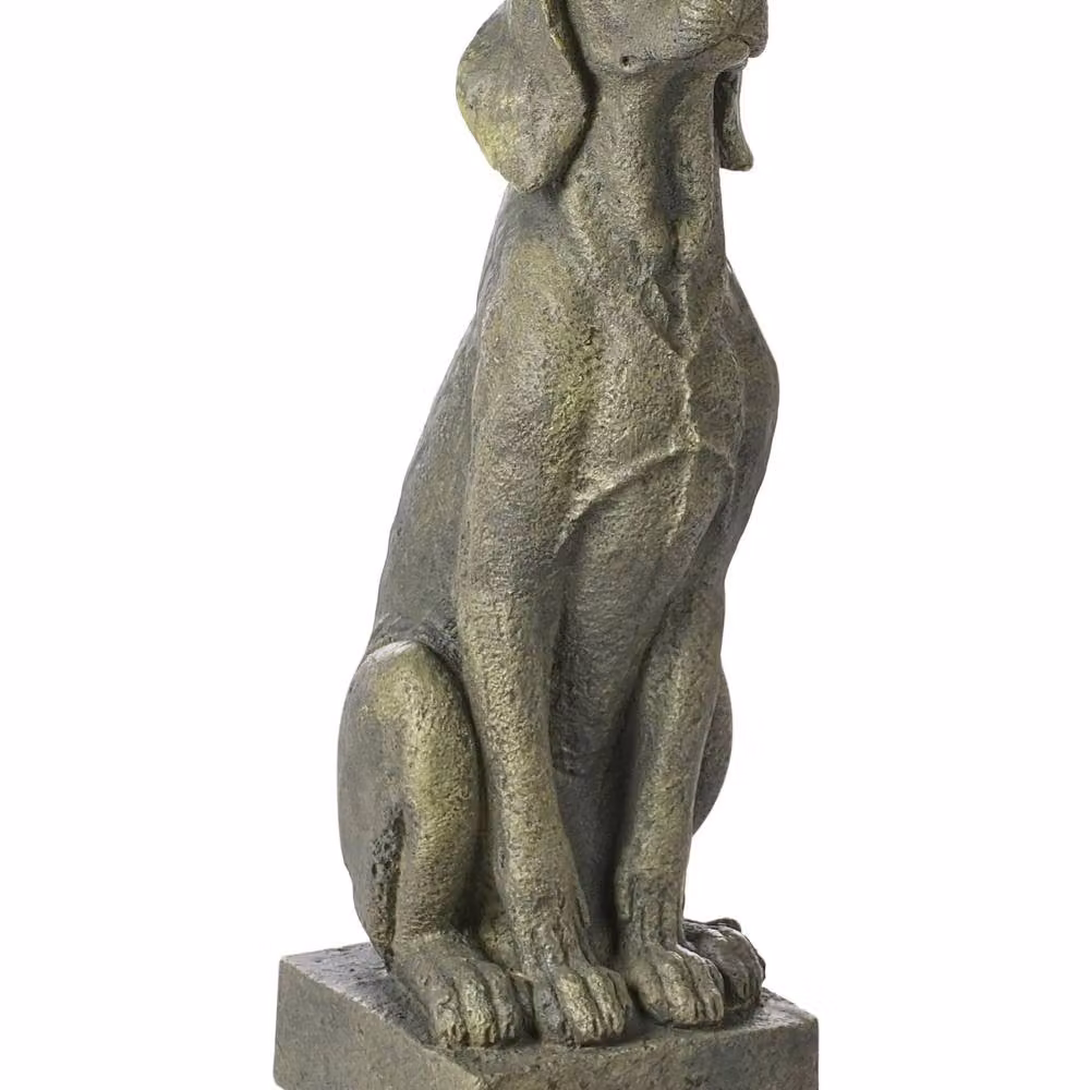 Wyld and Coco Green Ceramic Dog Figurine, Rustic Distressed Tabletop Decor, Height: 73 cm – 2