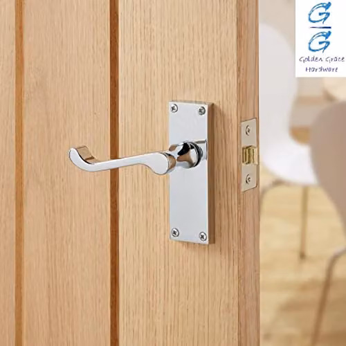 Golden Grace Victorian Scroll Latch Handles in Polished Chrome, 5 Sets – 2
