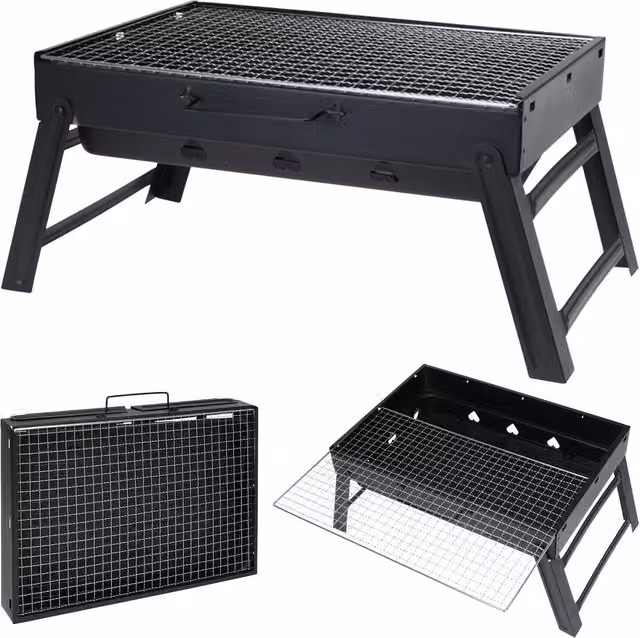 Geezy's Portable Tabletop Charcoal BBQ Grill, Black