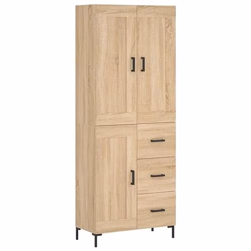 vidaXL Industrial Style Highboard Sideboard in Sonoma Oak with Drawers and Doors