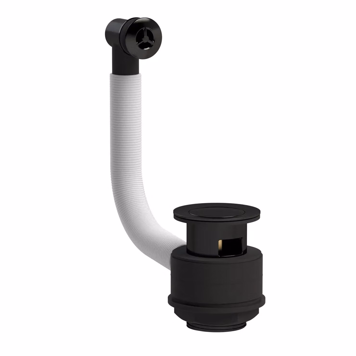 Nuie Matt Black Pop-Up Brass Basin Waste with Integrated Overflow Kit