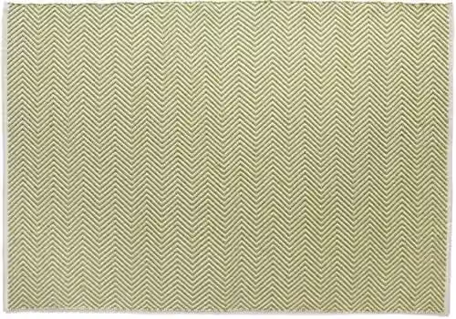 Rugs Direct Woven Hug Rug Natural Door Mat Runner in Herringbone Green, W: 80 cm, L: 150 cm