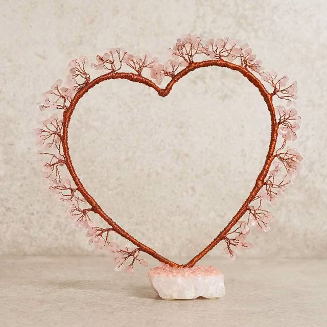 Serenity Pink Rose Quartz Heart Shaped Tabletop Tree – 1