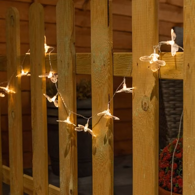 ValueLights 20pc Clear Butterfly Solar LED String Lights in White