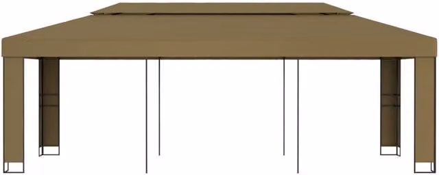 Berkfield Home Double Roof Gazebo in Beige, W: 6 m, D: 3 m, H: 2.73 m – 1