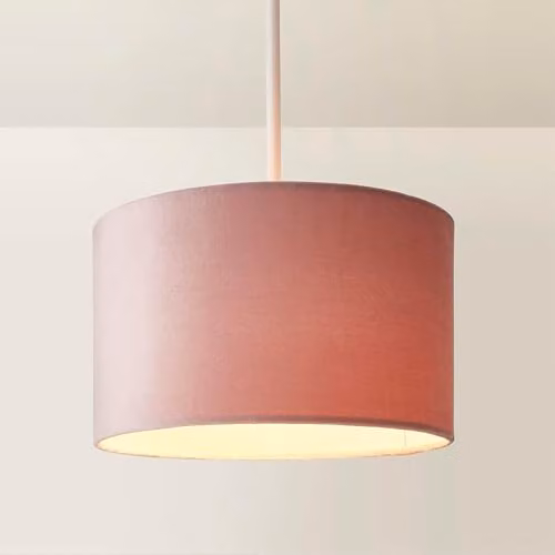ValueLights Reni Blush Pink Velvet Drum Ceiling Lamp Shade, Width: 25 cm, Height: 15 cm – 1