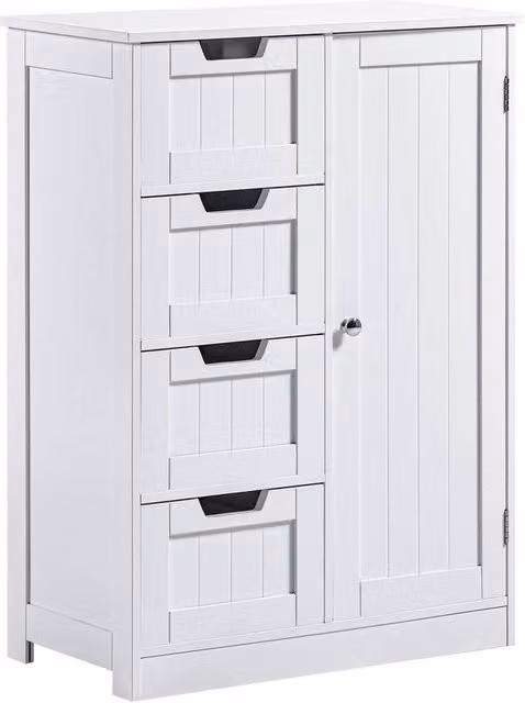 Havendro White Wooden 4 Drawer Freestanding Bathroom Storage Cupboard – 1