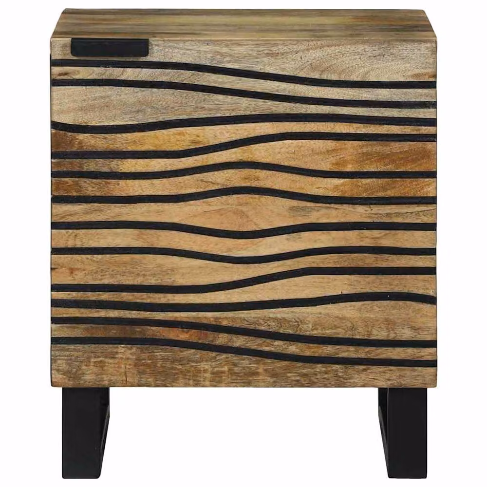 Berkfield Home Modern Bedside Cabinets, Set of 2, Solid Mango Wood, Beige, W/D/H: 40 x 33.5 x 46 cm – 3