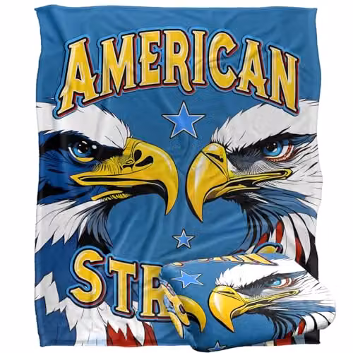 JQ Licensing James Piazza American Strong Eagles Super Soft Fleece Throw Blanket, White, W/D: 152 x 127 cm – 5
