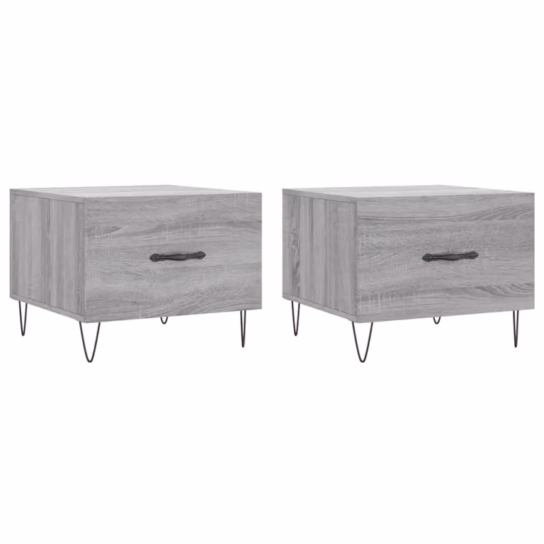 Berkfield Home Set of 2 Grey Sonoma Square Coffee Tables, W/D/H: 50 x 50 x 40 cm