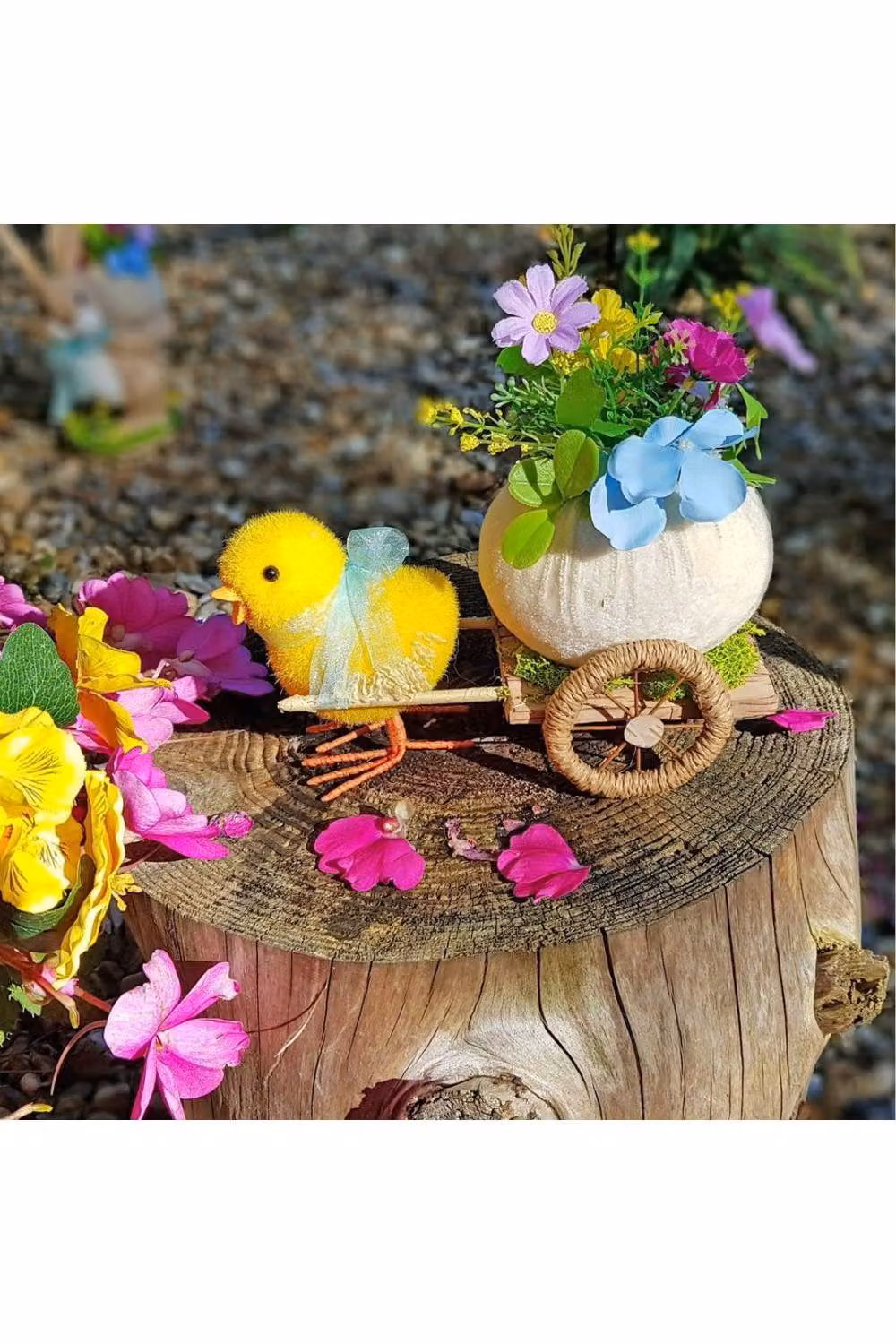 KDMD Duckling with Cart Display Ornament, Yellow and Multicolour, W: 11.5 cm, H: 17 cm – 2