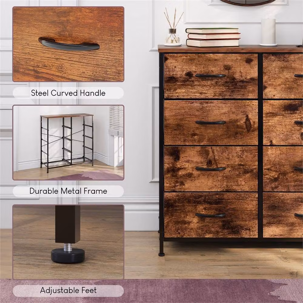 Pawnora Modern 8 Drawer Fabric Chest of Drawers in Brown – 3