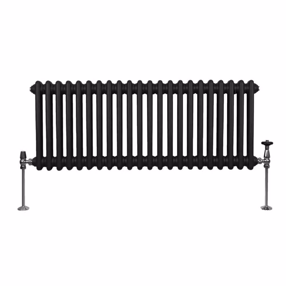 Monstershop Traditional 2 Column Steel Radiator in Black, H: 101 cm, W: 30 cm, D: 7 cm – 2