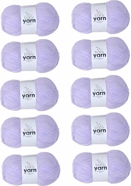 Korbond Baby Yarn, Lilac, 10 x 100g Pack