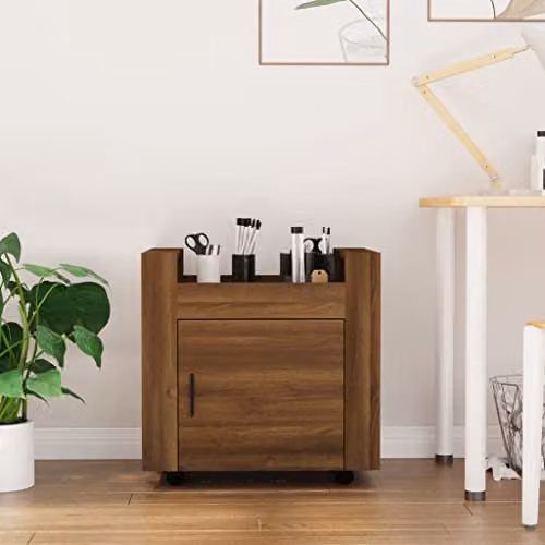 vidaXL Desk Trolley in Brown Oak, W: 60 cm, D: 45 cm, H: 60 cm – 2