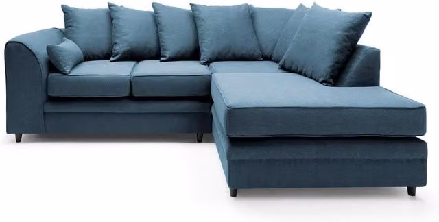 Abakus Direct Darcy L-Shaped 3 Seater Corner Sofa in Petrol Blue Fabric, W/D/H: 212 x 164 x 90 cm – 1