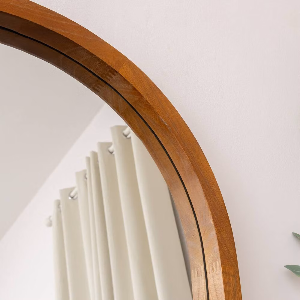Melody Maison Ashwell Arched Wall and Leaner Mirror in Brown with Dark Wood Frame, W: 60 cm, H: 140 cm – 2