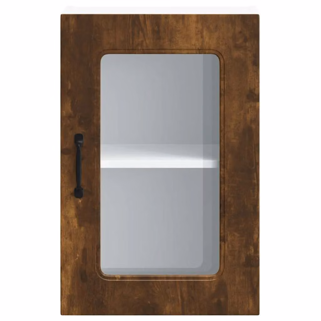 Berkfield Home Kalmar Modern Wall Mounted Kitchen Cabinet with Glass Doors in Smoked Oak Brown – 4