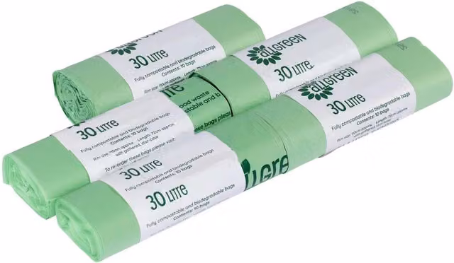 All-Green Compostable Food Waste Bin Liners, Green, 30 Litre