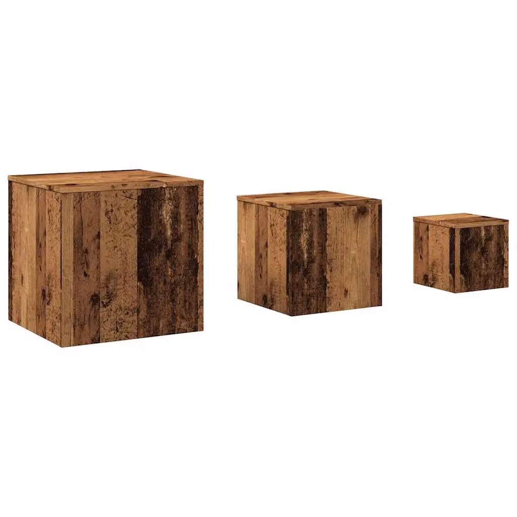 Berkfield Home Set of 3 Nesting Side Tables in Brown Old Wood Finish – 2