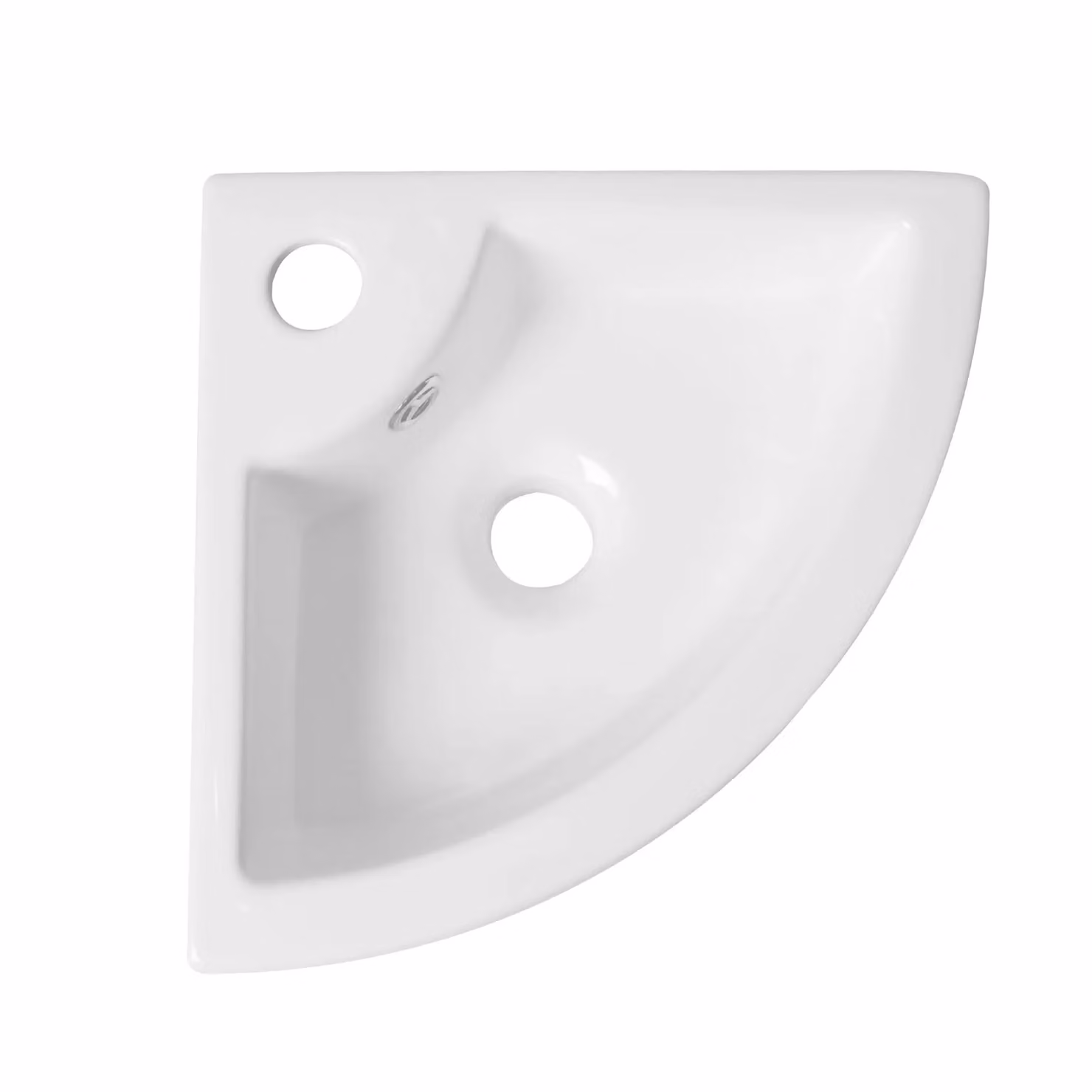 Dprodo White Ceramic Corner Wall Mounted Counter Sink with Overflow W/D/H: 40 x 32 x 13 cm – 2