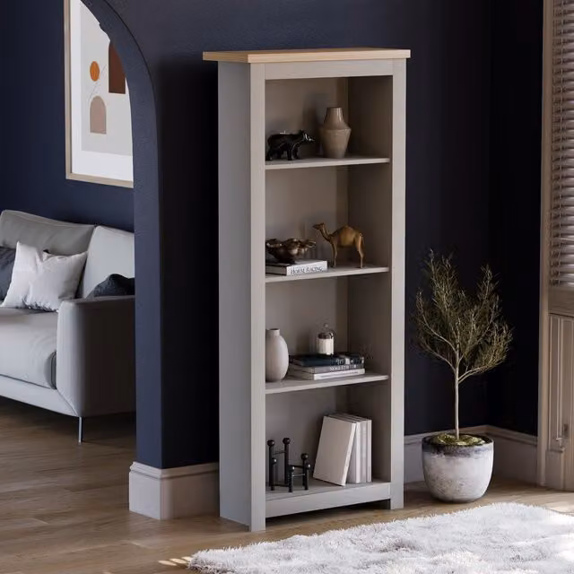 Vida Designs Arlington 4 Tier Modern Grey Bookcase