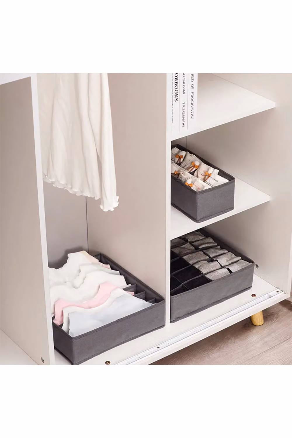 Living and Home Set of 10 Foldable Fabric Underwear Drawer Organiser Dividers in Black – 2