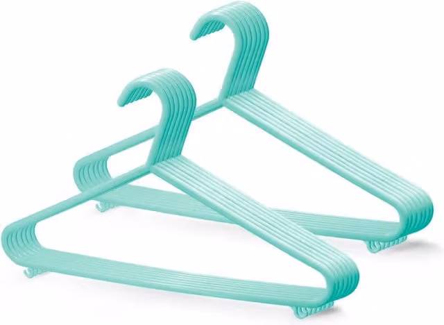 Keplin Space Saving Plastic Coat Hangers, Green, 25 Pack