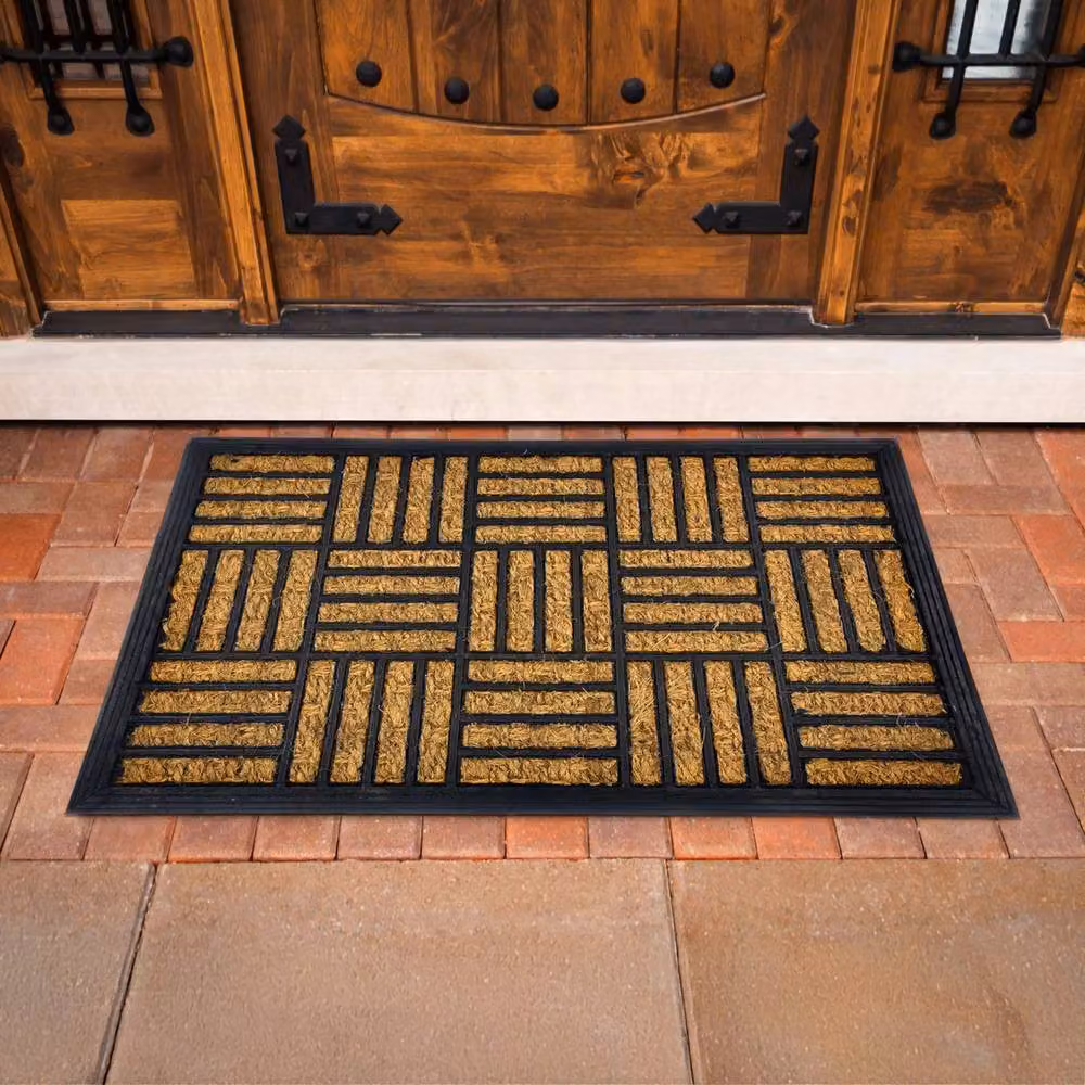 Marco Paul Mosaic Coco Non-Slip Welcome Door Mat in Black and Brown, W: 60 cm, D: 40 cm – 2